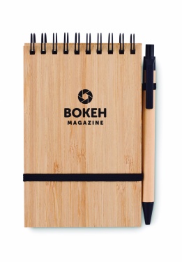 Logotrade promotional gift picture of: A6 bamboo notepad with pen SONORABAM