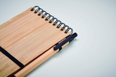 Logo trade promotional giveaway photo of: A6 bamboo notepad with pen SONORABAM