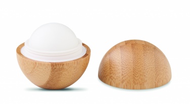Logo trade promotional products image of: Lip balm in round bamboo case