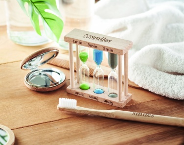 Logo trade promotional products image of: Set of 3 wooden sand timer