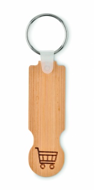 Logo trade promotional merchandise picture of: Bamboo euro token key ring Rauma