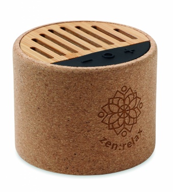 Logo trade advertising products image of: Round cork wireless speaker