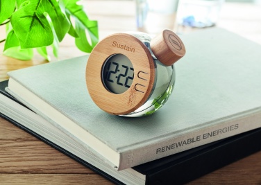 Logo trade promotional items image of: Water powered bamboo LCD clock