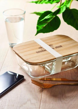 Logo trade promotional item photo of: Glass lunch box with bamboo lid