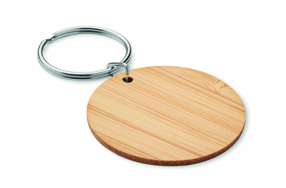 Logotrade promotional gift image of: Round bamboo key ring Pieksämäki