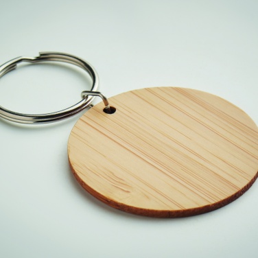 Logo trade promotional gifts picture of: Round bamboo key ring Pieksämäki