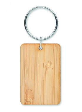 Logo trade corporate gifts image of: Rectangular bamboo key ring Riihimäki