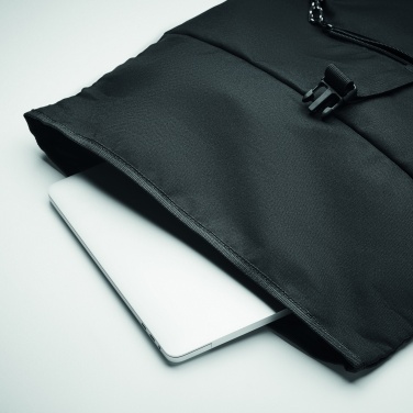 Logo trade promotional gifts image of: 600D RPET rolltop backpack
