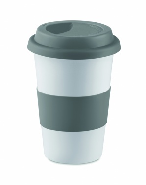 Logo trade business gifts image of: Ceramic mug w/ lid and sleeve