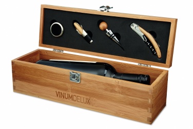 Logotrade business gift image of: Wine set in bamboo box