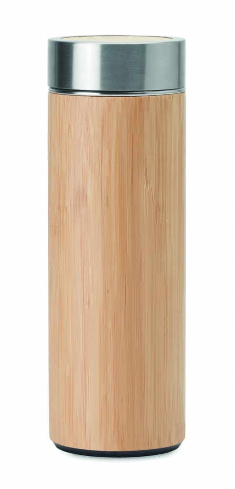 Logo trade business gifts image of: Double wall bamboo flask 400ml