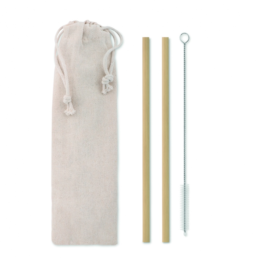 Logo trade promotional gifts picture of: Bamboo Straw w/brush in pouch