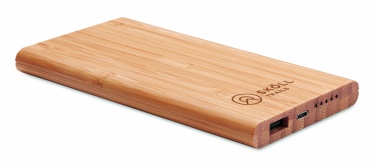 Logotrade promotional item image of: Wireless power bank in bamboo 6000mAh ARENA