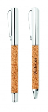 Logo trade corporate gifts picture of: Metal Ball pen set in cork box
