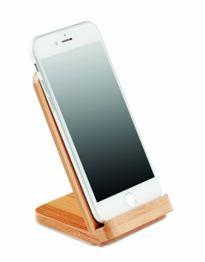 Logo trade advertising products image of: Bamboo wireless charge stand 5W WIRESTAND