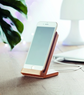 Logo trade promotional gifts picture of: Bamboo wireless charge stand 5W WIRESTAND