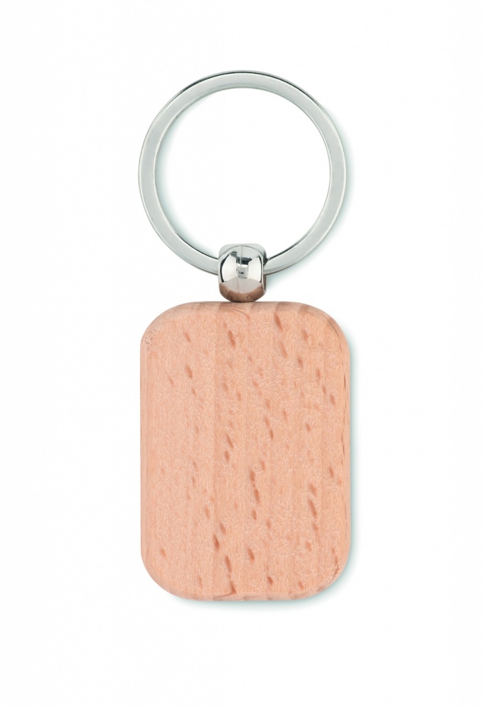 Logo trade promotional merchandise image of: Rectangular wooden key ring Bauska