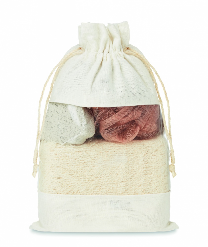Logo trade promotional merchandise photo of: Bath set in cotton pouch