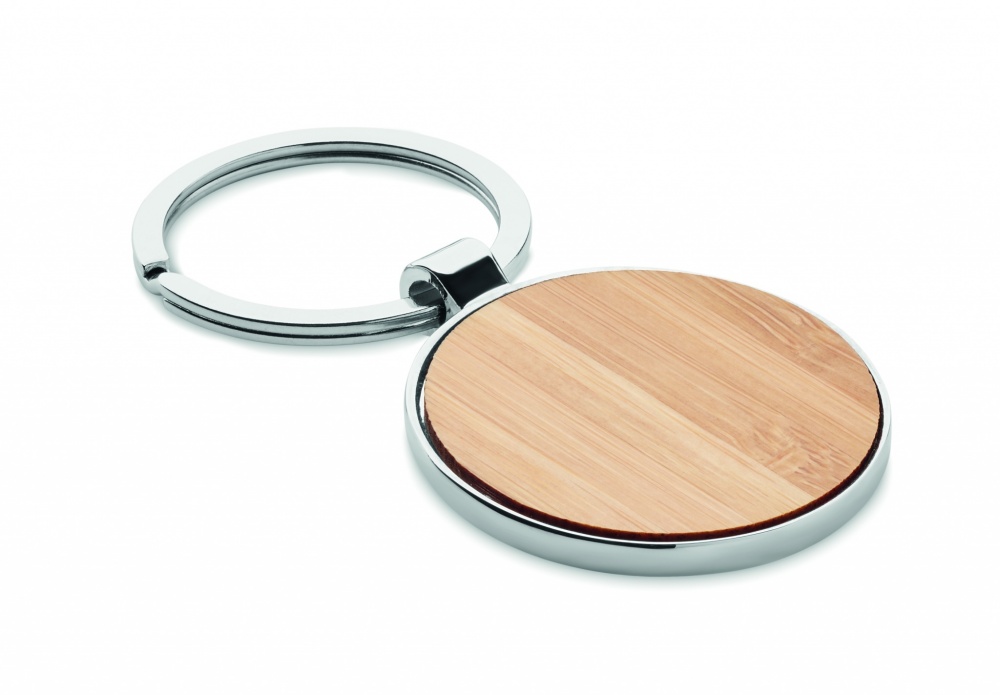 Logo trade corporate gifts picture of: Round key ring metal bamboo Dobele