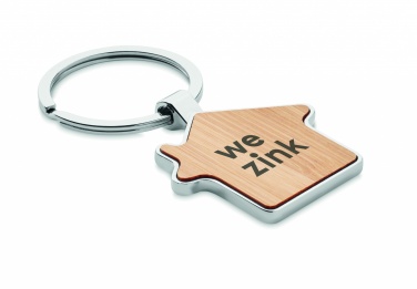 Logo trade promotional items picture of: House key ring metal bamboo NORDIC