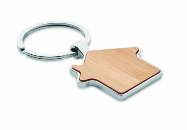Logotrade promotional product picture of: House key ring metal bamboo NORDIC