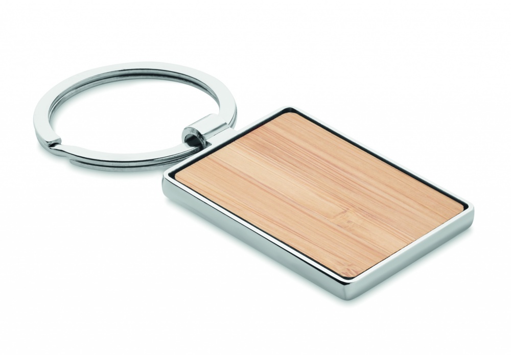 Logo trade promotional gifts picture of: Rectangular key ring bamboo WEST