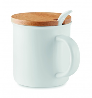 Logo trade advertising products image of: Porcelain mug with spoon