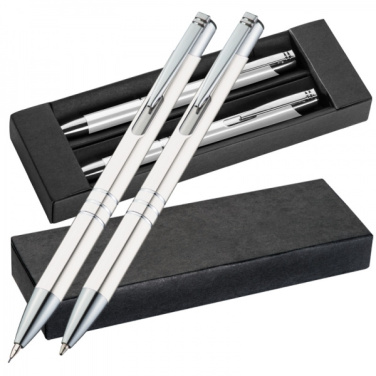 Logo trade promotional merchandise photo of: Metal writing set CLAREMONT