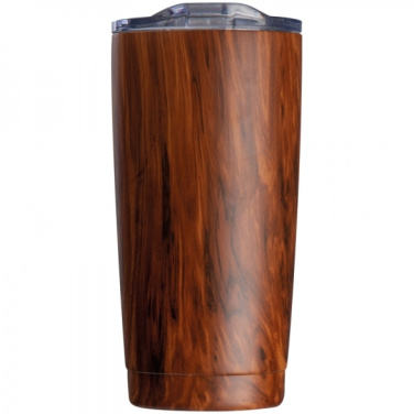 Logotrade advertising product picture of: Stainless steel mug with wooden look COSTA RICA 550 ml
