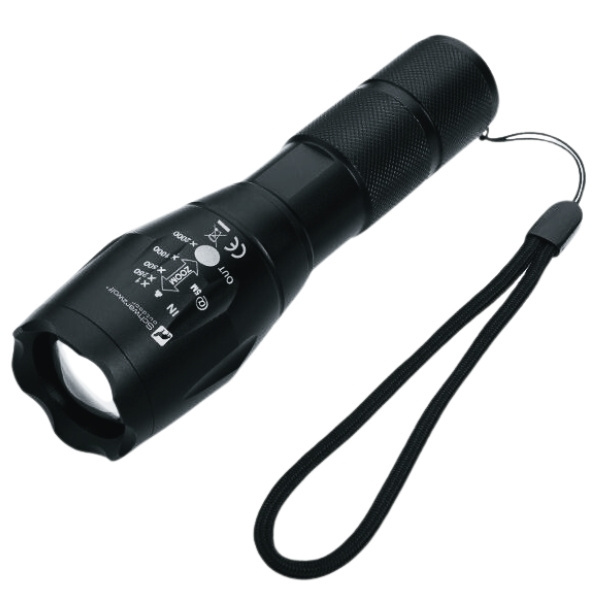 Logo trade promotional giveaways picture of: Flashlight ANTELAO Schwarzwolf