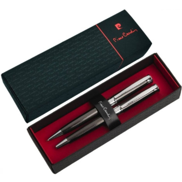 Logo trade promotional gifts image of: Metal set of ballpoint pen and roller ROI