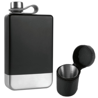 Logotrade advertising products photo of: Hip flask set TAHAT Schwarzwolf