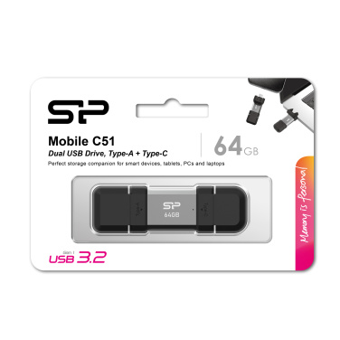 Logo trade promotional merchandise image of: Pendrive Silicon Power Mobile - C51 3.2, 64GB