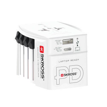 Logo trade promotional merchandise photo of: SKROSS World Travel Adapter MUV 65W PD with USB C Cable