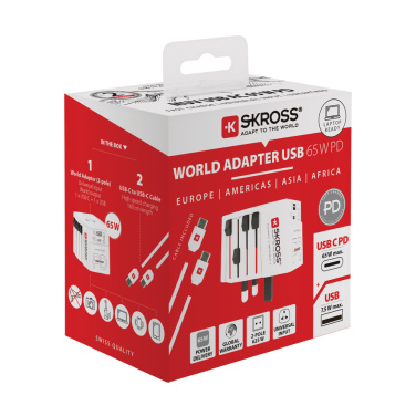 Logo trade advertising products picture of: SKROSS World Travel Adapter MUV 65W PD with USB C Cable