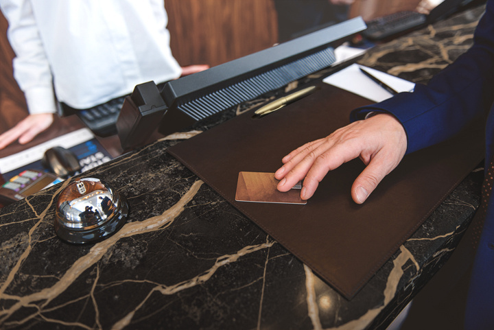 Logo trade corporate gifts image of: Reception desk blotter 1131119