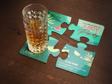 Logotrade advertising products photo of: Set of 4 PUZZLE glass coasters 1835117