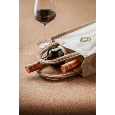 Logo trade advertising products image of: Jute Canvas Double Wine Bag