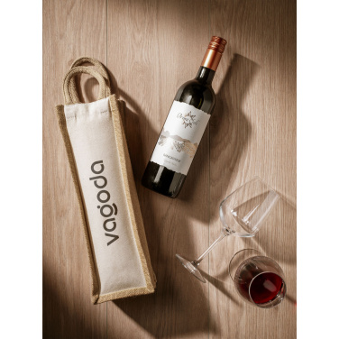 Logo trade promotional merchandise picture of: Jute Canvas Wine Bag
