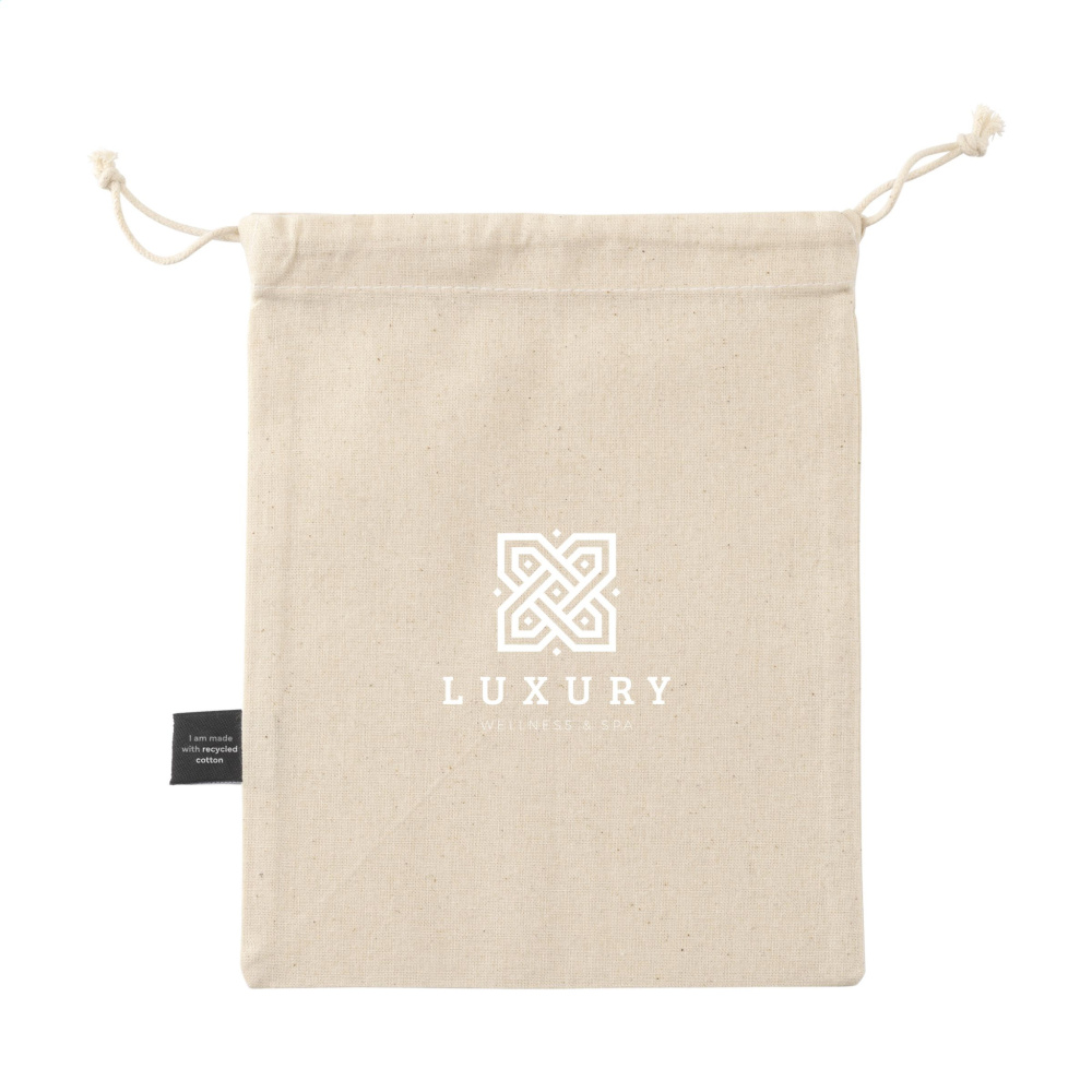 Logo trade promotional merchandise picture of: Gift Pouch Natural GRS Recycled Cotton (150 g/m²) S