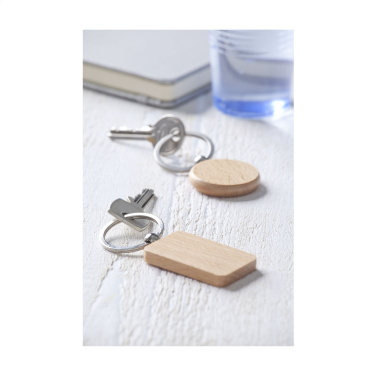 Logo trade promotional giveaways picture of: WoodKey Circle keychain