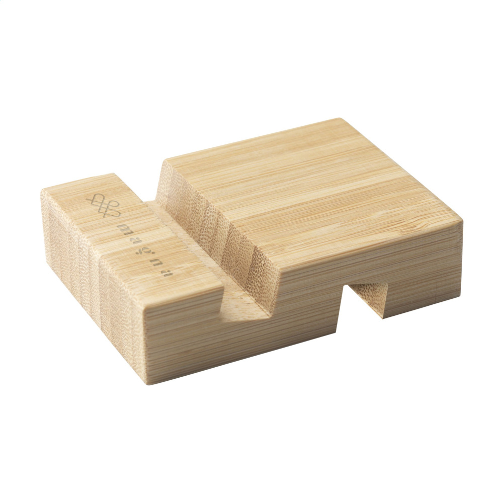 Logo trade business gifts image of: Supporto Bamboo phone stand