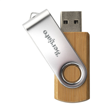 Logo trade corporate gifts image of: USB Twist Bamboo 8 GB
