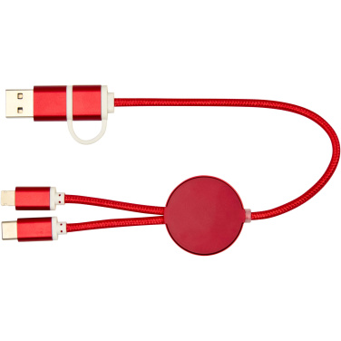 Logotrade promotional merchandise image of: Alasia 5-in-1 recycled aluminium and plastic 30 cm data sync and 27W fast charge cable