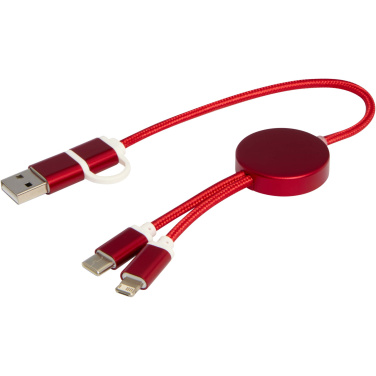 Logotrade promotional item picture of: Alasia 5-in-1 recycled aluminium and plastic 30 cm data sync and 27W fast charge cable