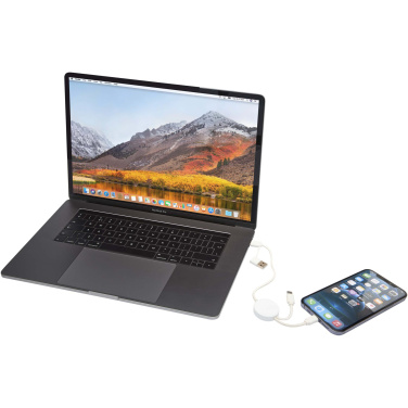 Logo trade business gifts image of: Citala 5-in-1 recycled plastic 30 cm data sync and 27W fast charge cable