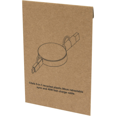 Logo trade promotional merchandise picture of: Citala 5-in-1 recycled plastic 90 cm retractable data sync and 40W fast charge cable