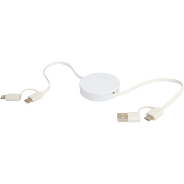 Logo trade promotional giveaway photo of: Citala 5-in-1 recycled plastic 90 cm retractable data sync and 40W fast charge cable