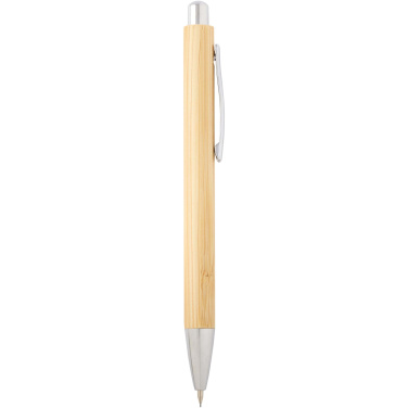 Logotrade promotional giveaway image of: Oblys bamboo ballpoint pen and mechanical pencil set (black ink)