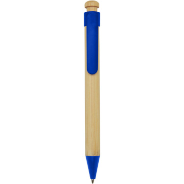 Logo trade promotional giveaways picture of: Rattan bamboo and recycled plastic ballpoint pen (black ink)